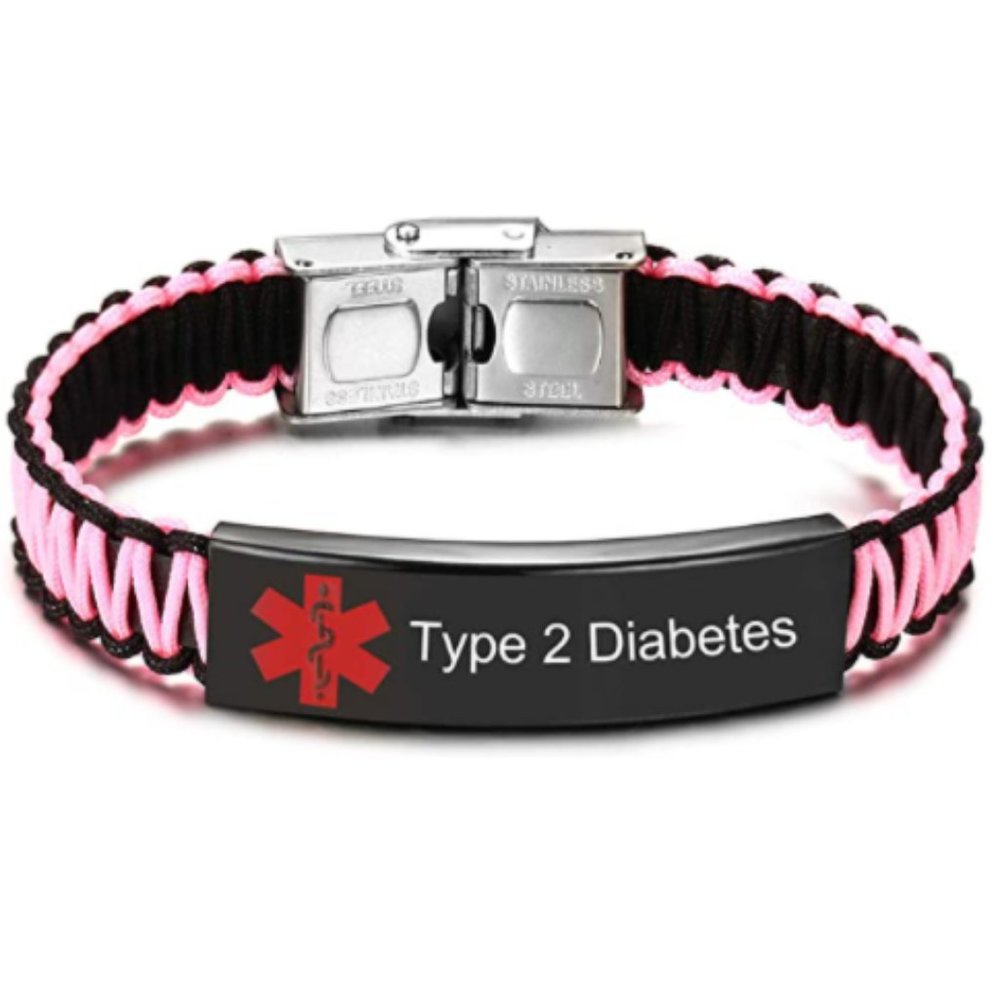 Type 2 Diabetes Medical Alert ID Bracelet